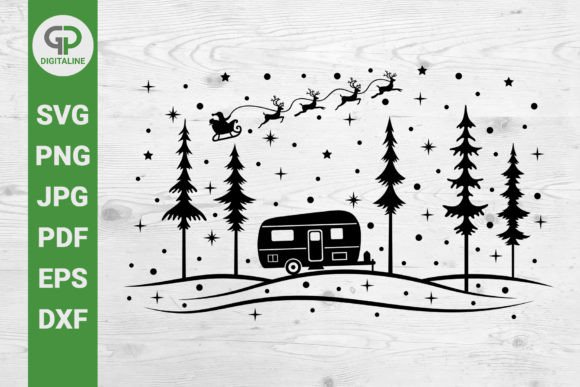 Camper SVG, Christmas Night Camping SVG