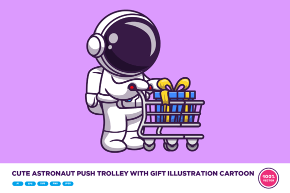 Cute Astronaut Push Trolley with Gift