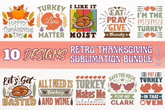 Elevate Your Seasonal Designs with the Retro Thanksgiving Sublimation Bundle
