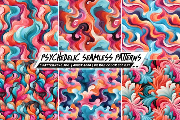 Psychedelic 6 Seamless Patterns: Elevating Brand Identity and Creative Projects